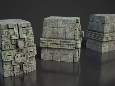 9 Mayan Block Modulars 3D Asset Pack 250803 Low-poly 3D model