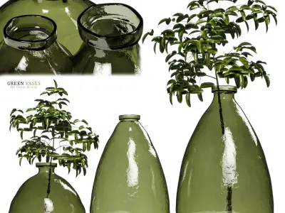 Zara Home Green Glass Vases  3D model