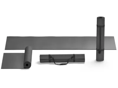 Black Unfolded and Rolled 4 Types Yoga Mat -  tourism and sport 3D model