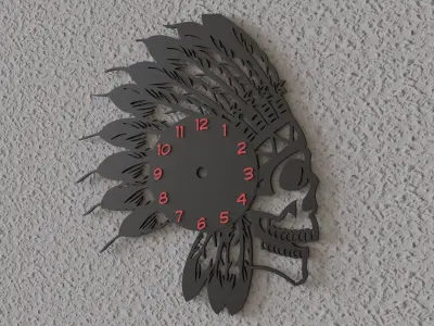 apache skull wall  clock 3D print model