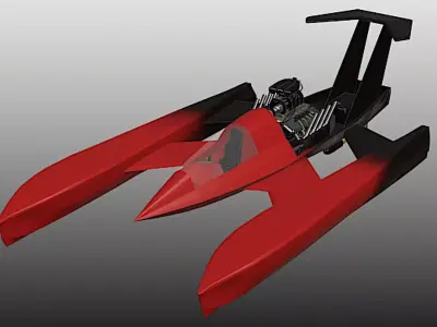 Drag Boat - Fast Motion - High Poly 3D model