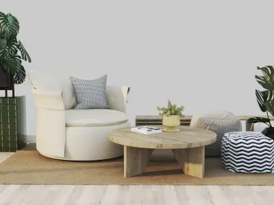 Interior house set - livingroom and bedroom 3D model