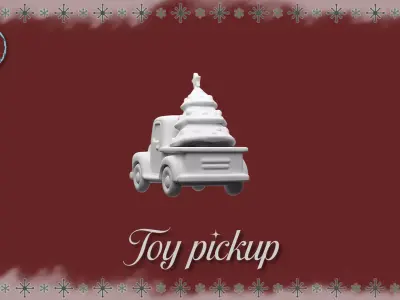 Vintage Christmas Toy Pickup with Tree  3D STL Miniature 3D print model