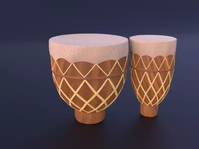 Bongo Congo Set Riged 3D Model Low-poly 3D model