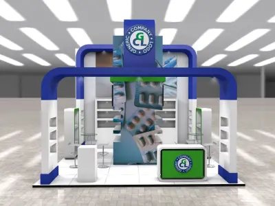 Exhibition Stand Booth stall 6x6m Height 500cm 3 Sides Open 3D model