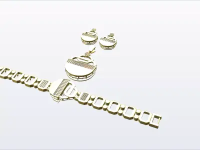 fashion luxury jewel Pendant Earring Bracelet  full set 3D print model