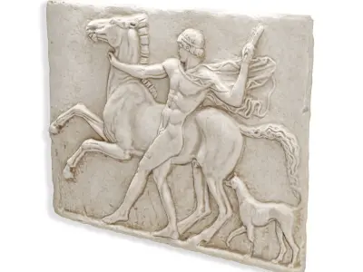 Wall greek relief with horse Low-poly 3D model
