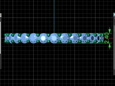 U Shaped Eternity Ring 2 point 4 mm stone size swiss 20 and EU60 3D print model