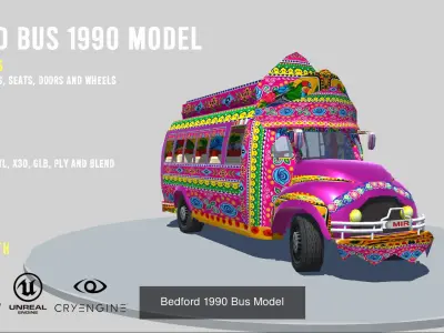 Bedford Buses Lowpoly 3D Model 3D Model Pack