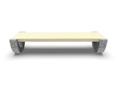Concrete bench Ladeika with stone chips and wood 3D model