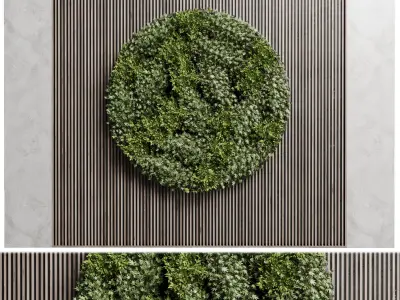 Circle Garden Wall Plant With Wooden Frame 43 Low-poly 3D model