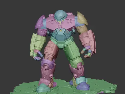 Heavy Assault Buster Armor  Battle Damaged Mech Suit Free 3D model