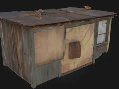 Rustic Shelter  Simple Refuge Blending with Nature 3D model
