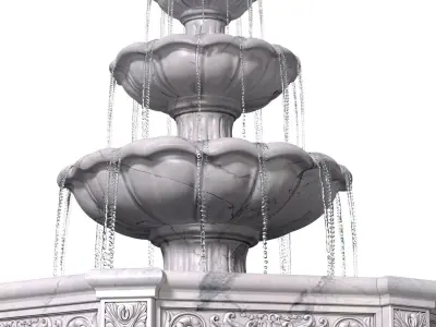 Large classic white garden marble outdoor Fountain 3D model