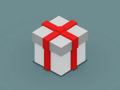 Voxel Gift  Low-poly 3D model