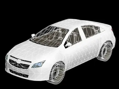 R3DP American Cars Low-Poly PBR - Chevy Cruz Low-poly 3D model