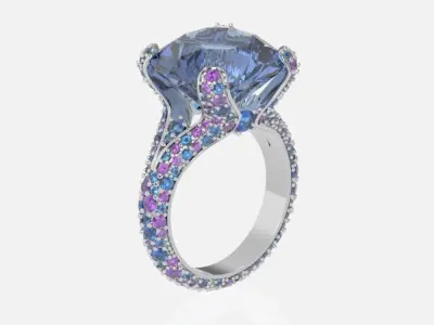 ring with stones 3D print model