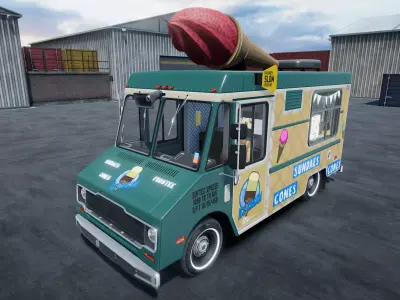 IceCream Truck unity asset Low-poly 3D model