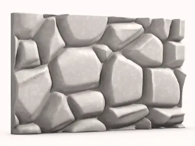 Dense Rubble Stone Wall Segment 3D model