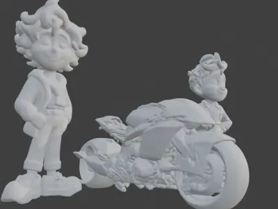 Character Bike Low-poly 3D model