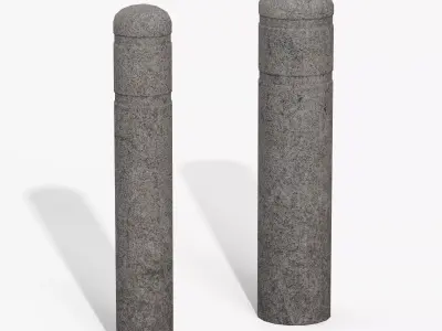 Granite Bollard Pillars Low-poly 3D model