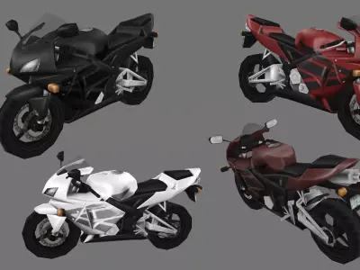 Sport Bike - low-poly PSX-PS2 style Low-poly 3D model