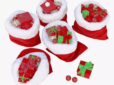 Christmas Gift Sacks with Presents M1 3D model