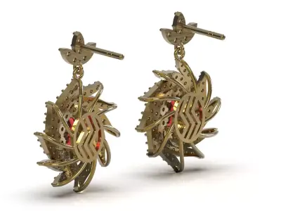 Luxury jewelry gemstone STL 3D earring model je0151 3D print model