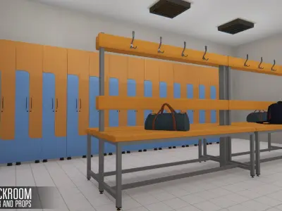 Cloackroom - interior and props Low-poly 3D model