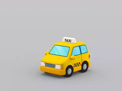 Cartoon Taxicab Low-poly 3D model