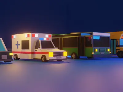 Low Poly Car Pack Low-poly 3D model