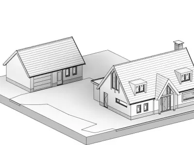 high quality two story house Low-poly 3D model