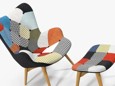 Grant Featherston Contour Lounge Chair Fabric Multicolour 3D model