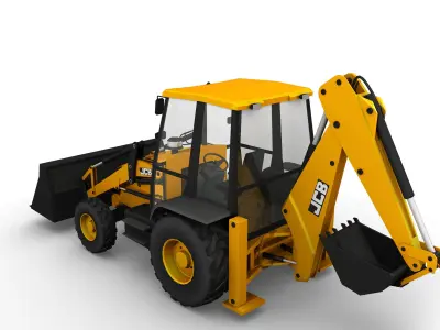 JCB Backhoe Loader model Low-poly 3D model