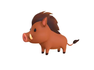 Cartoon Wild Boar Animal 3D Model for Cartoon Characters  Low-poly 3D model