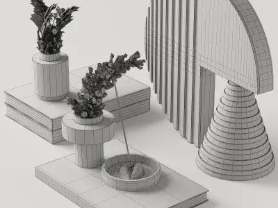 Decorative set with Diego Olivero Wood 3D model