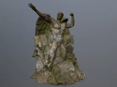 Man statue Low-poly 3D model