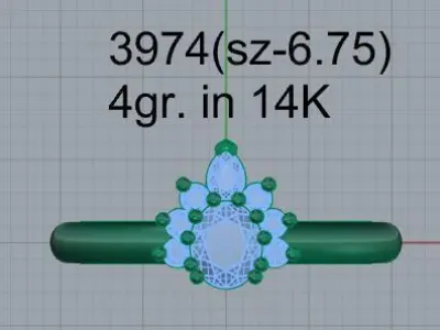 Pear Diamond Ring 3974 3D print model