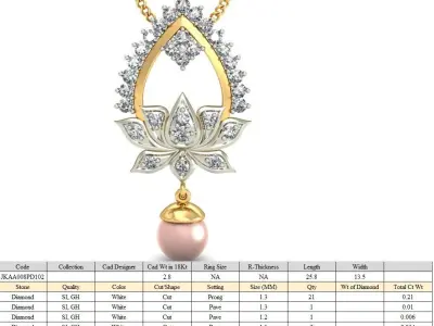 Solitaire Women Pendant 3dm STL OBJ FBX Renders Details 3D print model 21