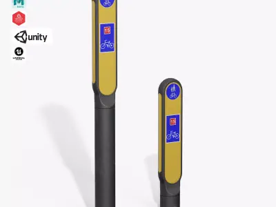 Traffic Bollard G Low-poly 3D model