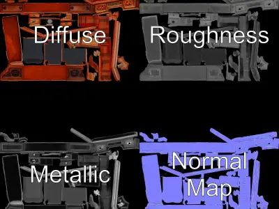 Antique RollTop Desk Model Pack Low-poly 3D model