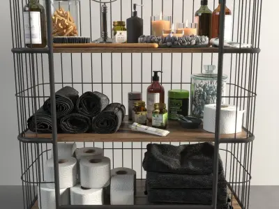 iron trolley with bathroom accessories 3D model