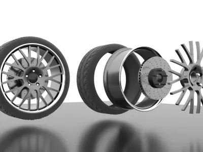 High quality aftermarket customizable tuner wheel pack 3D model