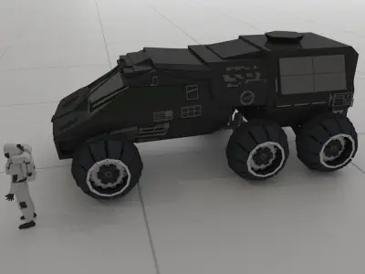 NASA Mars Rover Concept With Astronaut LowPoly Model 3D model
