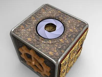 Steampunk-compass-puzzle-box 1 box with compass and gears Free 3D model