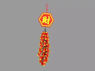 New Year Firecracker  Low-poly 3D model