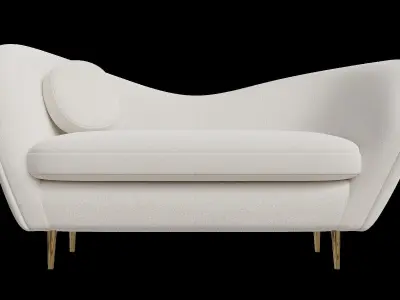 2 Seater Smooth Curve Velvet Upholstered Sofa 3D model