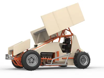 Winged Sprint car for Ice Scale 1 to 25 3D print model