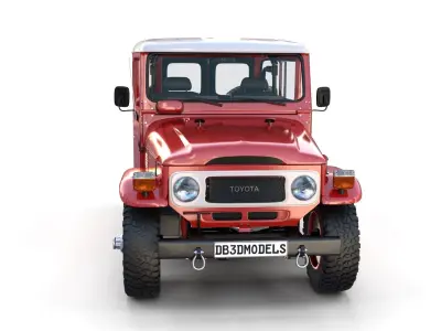Toyota Land Cruiser FJ 40 Red with Interior and Chassis 3D model