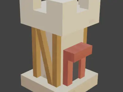 LowPoly Tower and City Walls Low-poly 3D model